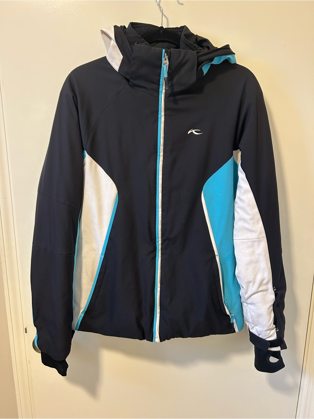 KJUS Kids' Black & Teal Ski Jacket with Hood